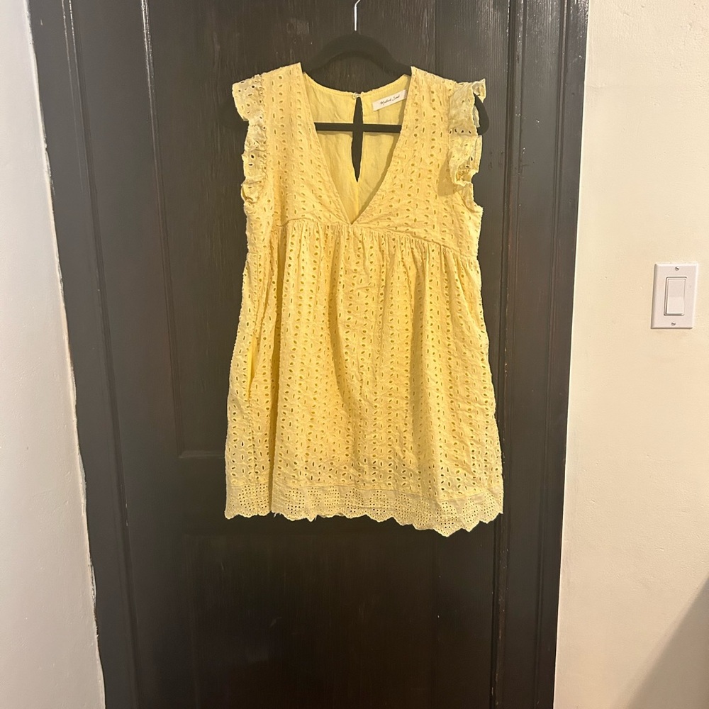 Butter yellow eyelet romper size medium
